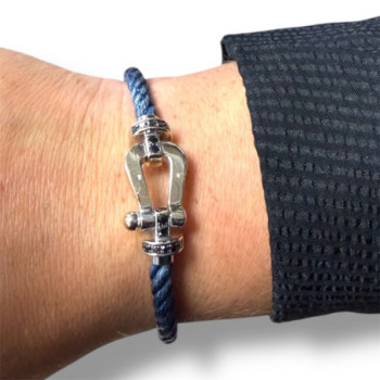 BRACELET FRED OR BLANC 18K DOUBLE TOUR ACIER + BRACELET BLEU 17