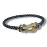 BRACELET FRED OR BLANC 18K DOUBLE TOUR ACIER + BRACELET BLEU 17