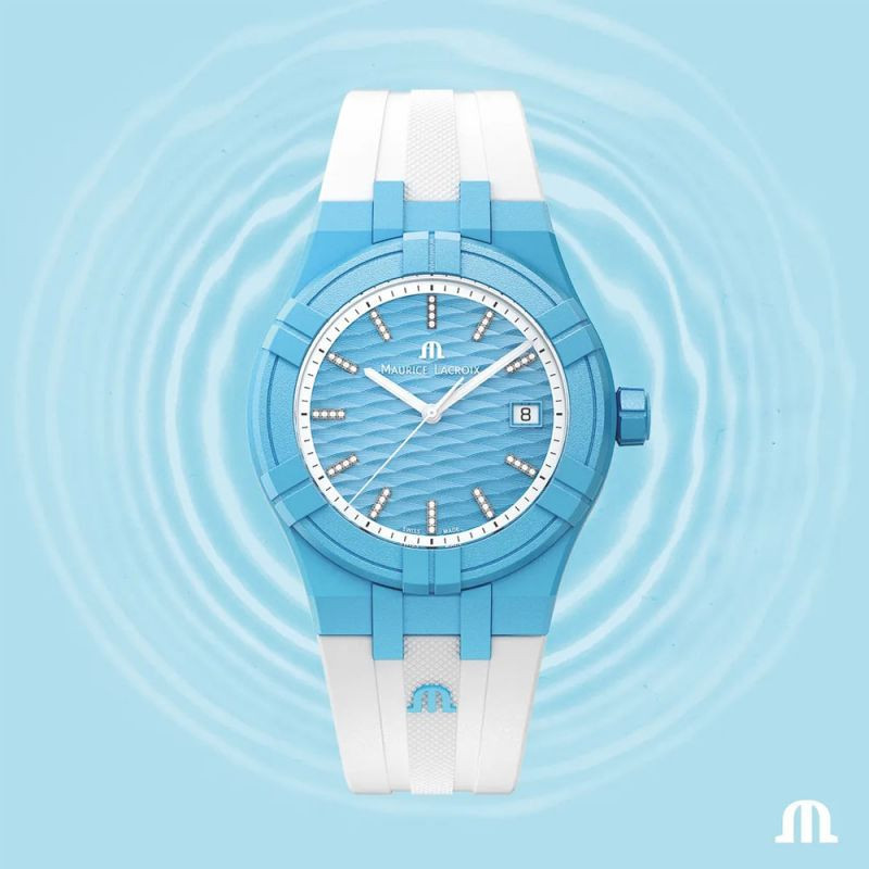 MAURICE LACROIX AIKON TIDE WHITE & BLUE QUARTZ 40MM