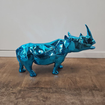 ORLINSKI STATUE RHINOCEROS BLEU 15CM