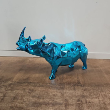 ORLINSKI STATUE RHINOCEROS BLEU 15CM