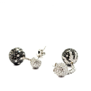 BOUCLES D'OREILLES EN 18CT DIAMANTS NOIR ET BLANC 10.91GR CERTIF