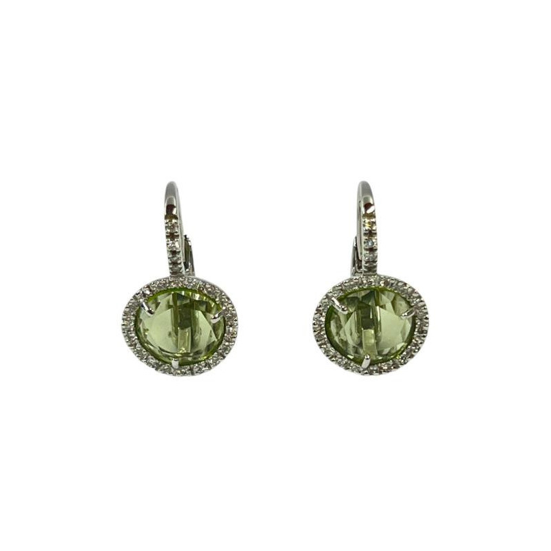 BOUCLES D'OREILLES POMELLATO COLPO DI FULMINE OR BLANC 18CTS PERIDOT ET DIAMNTS