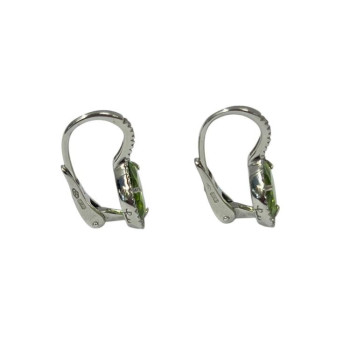 BOUCLES D'OREILLES POMELLATO COLPO DI FULMINE OR BLANC 18CTS PERIDOT ET DIAMNTS