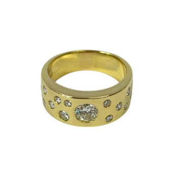 BAGUE EN OR 18CTS 8.82GRS AVEC DIAMANTS TAILLE 53