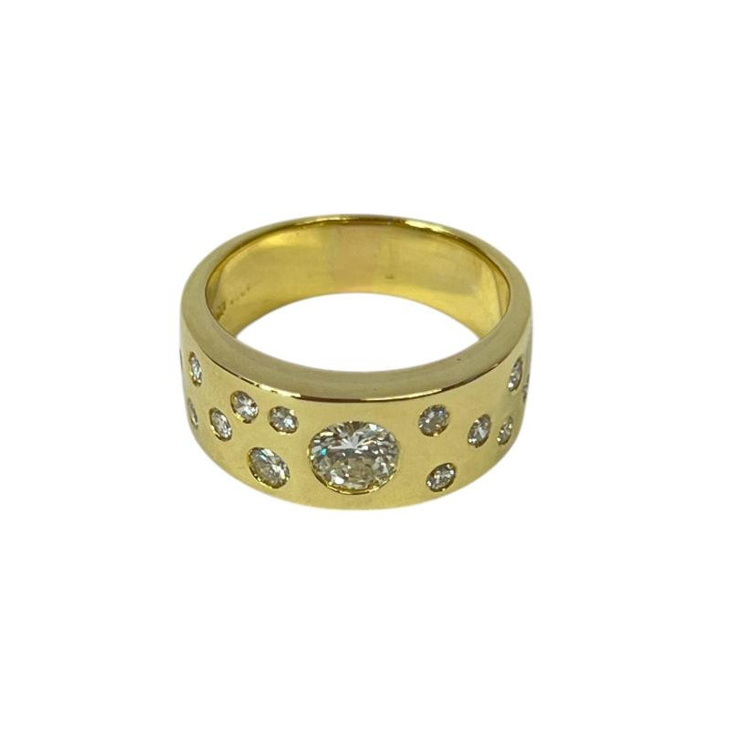 BAGUE EN OR 18CTS 8.82GRS AVEC DIAMANTS TAILLE 53