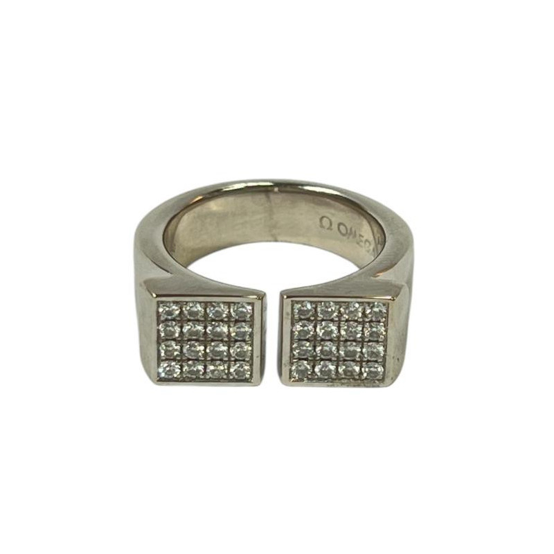 BAGUE OMEGA EN OR BLANC ET DIAMANTS TAILLE 51