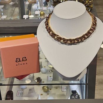 COLLIER ALONA METAL DORÉ + BOITE