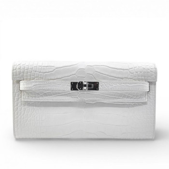 PORTEFEUILLE SAC KELLY TO GO ALLIGATOR MISSISSIPPIENSIS AMERICAIN BLANC