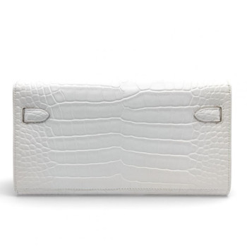 PORTEFEUILLE SAC KELLY TO GO ALLIGATOR MISSISSIPPIENSIS AMERICAIN BLANC