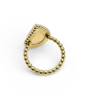 BAGUE LACRIMA BEADS OR JAUNE 750 18K T.53 PIERRE DE LUNE 7.40GR