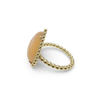 BAGUE LACRIMA BEADS OR JAUNE 750 18K T.53 PIERRE DE LUNE 7.40GR