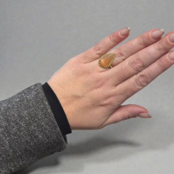 BAGUE LACRIMA BEADS OR JAUNE 750 18K T.53 PIERRE DE LUNE 7.40GR