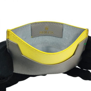 PORTE CARTES ROLEX GRIS/JAUNE