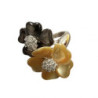 BAGUE OR BLANC 750 2 FLEURS EN NACRE + DMT 8.19GR