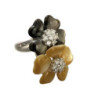 BAGUE OR BLANC 750 2 FLEURS EN NACRE + DMT 8.19GR