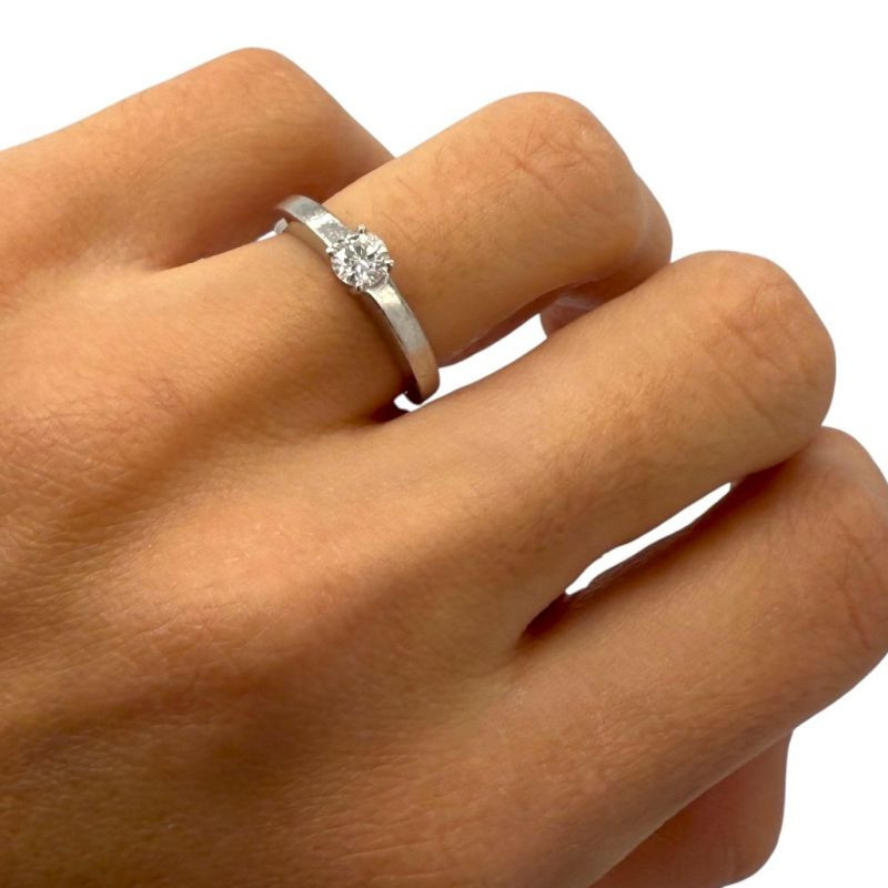 BAGUE SOLITAIRE CARTIER PLATINE 950 & DIAMANT 0.28 5.34GR & BOÎTE /FACTURE 2009