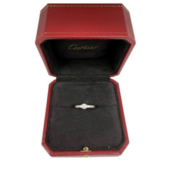 BAGUE SOLITAIRE CARTIER PLATINE 950 & DIAMANT 0.28 5.34GR & BOÎTE /FACTURE 2009