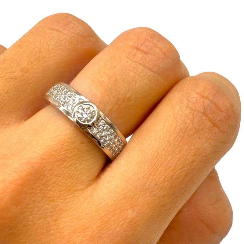 BAGUE EN OR BLANC 18CTS 8.10GRS 0.75CTS AVEC CERTIFICAT