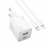 USB A+USB C 3A 20W+CABLE USB C LIGHTNING N40 WHITE