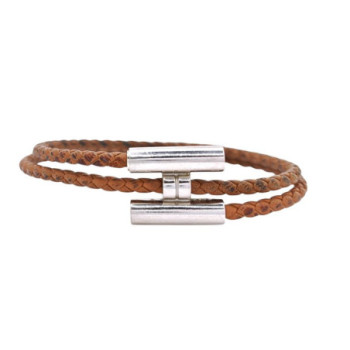 HERMES BRACELET TOURNIS TRESSE VEAU SWIFT MARRON