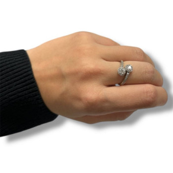BAGUE OR BLANC 18CT 3.12GRS ZIRCON T.51