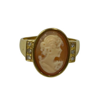 BAGUE OR 18CT + CAME 6.49 GRS