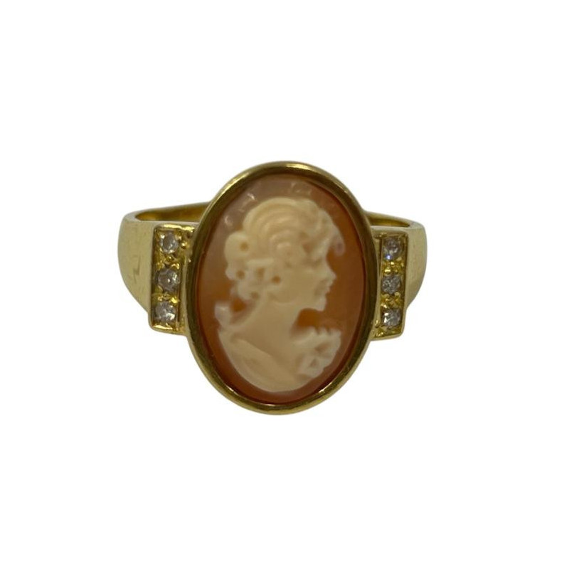 BAGUE OR 18CT + CAME 6.49 GRS