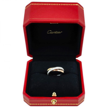 BAGUE CARTIER TRINITY SEMI PAVEE DMT 18K 6.24GR 55