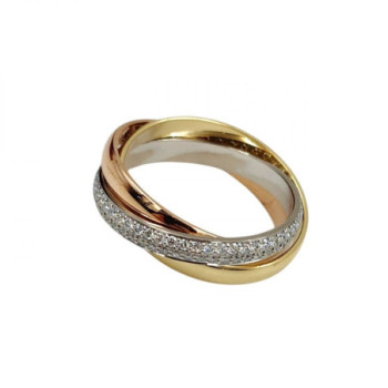 BAGUE CARTIER TRINITY SEMI PAVEE DMT 18K 6.24GR 55
