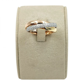 BAGUE CARTIER TRINITY SEMI PAVEE DMT 18K 6.24GR 55