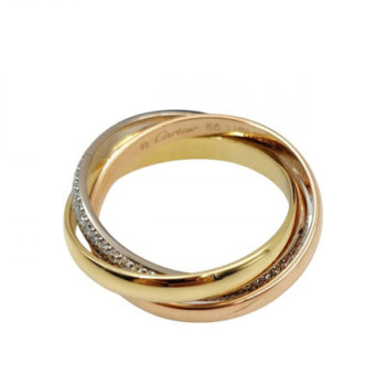 BAGUE CARTIER TRINITY SEMI PAVEE DMT 18K 6.24GR 55