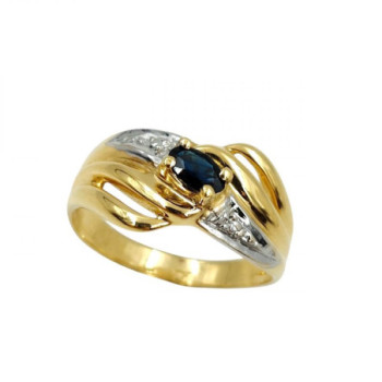 BAGUE OR 18K 3.51GR SAPHIR T52