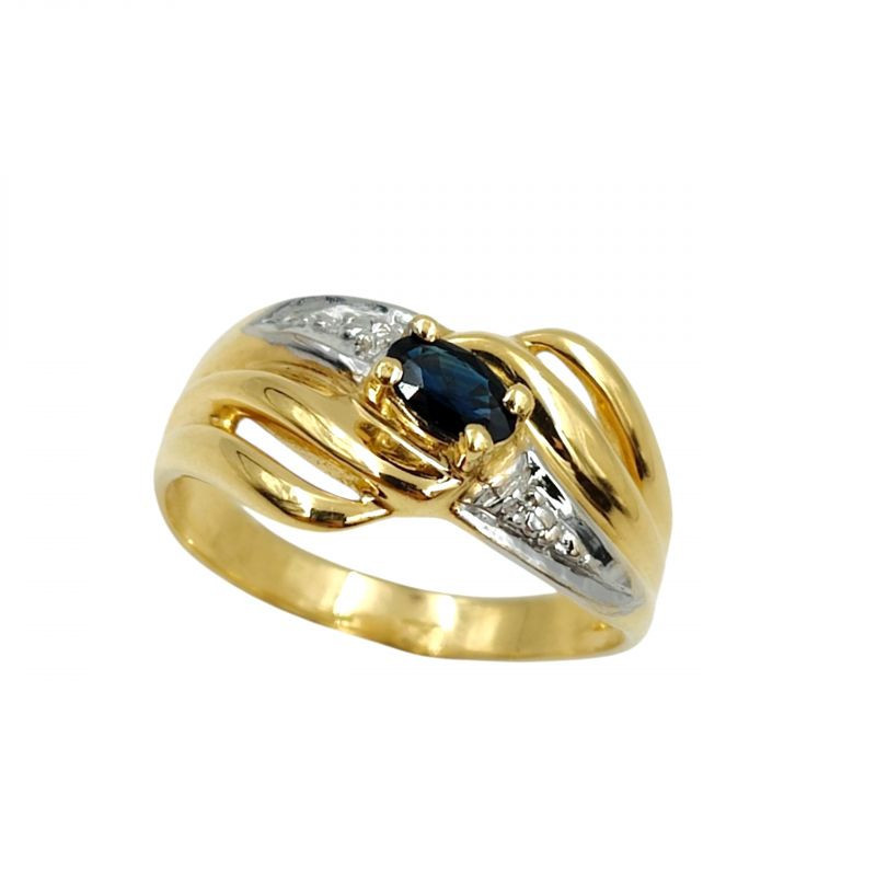 BAGUE OR 18K 3.51GR SAPHIR T52