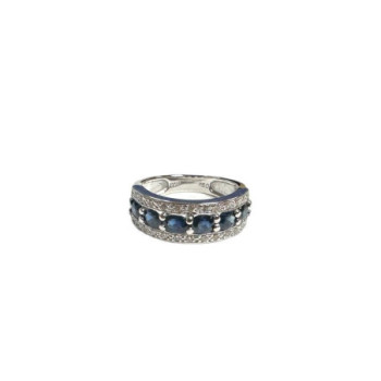 BAGUE OR BLANC 18CT 5.74GRS + DMTS + SAPH T50