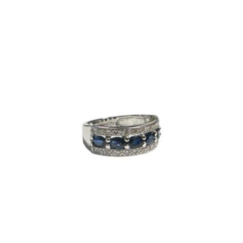 BAGUE OR BLANC 18CT 5.74GRS + DMTS + SAPH T50