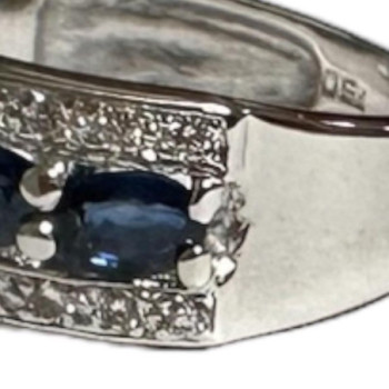 BAGUE OR BLANC 18CT 5.74GRS + DMTS + SAPH T50