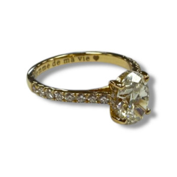 BAGUE OR JAUNE 18CT 3.02GRS DIAMANTS VS2 K 1.70CT T54