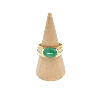 BAGUE OR JAUNE 18CT JADE & DIAMANTS 6.57G T.55