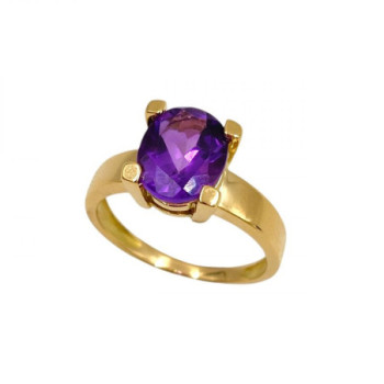 BAGUE OR 18K 4.06GR AMETHYSTE T53