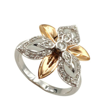 BAGUE MOUAWAD OR BLANC/ROSE 18K DTS 7.25GR T53