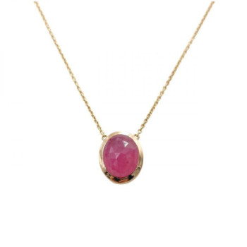 COLLIER OR ROSE 18CT 4.80GR AGATE ROSE 42CM