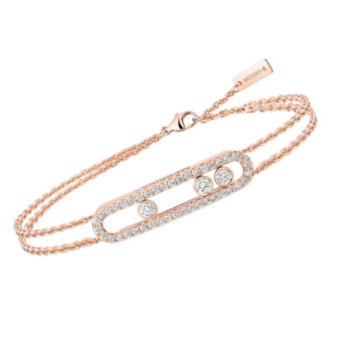 BRACELET MESSIKA MOVE CLASSIQUE PAVE OR ROSE 18K DMT 5.70GR DE 14 A 18CM