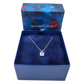 MAUBOUSSIN COLLIER OR BLANC 18K DTS/SAPHIR 3.29GR SEX AND LOVE 43CM