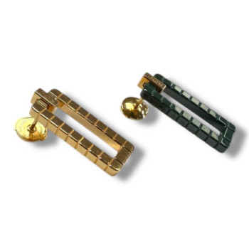 BOUCLES D OREILLES CHOPARD OR ROUGE 18CT CERAMIQUE VERT ICE CUBE ROCK RIHANNA 5.76GRS 20X7MM