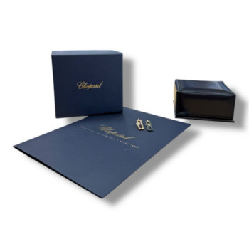 BOUCLES D OREILLES CHOPARD OR ROUGE 18CT CERAMIQUE VERT ICE CUBE ROCK RIHANNA 5.76GRS 20X7MM