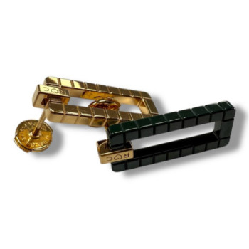 BOUCLES D OREILLES CHOPARD OR ROUGE 18CT CERAMIQUE VERT ICE CUBE ROCK RIHANNA 5.76GRS 20X7MM