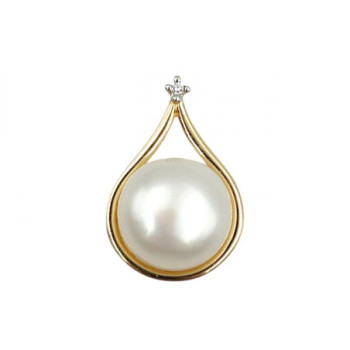PENDENTIF OR JAUNE 18CT PERLE DMT  2.20GR 1.7X1.3CM