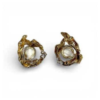 BOUCLE OREILLE GILBERT ALBERT OR JAUNE 18CT 14.53GRS + DMNTS 2.8X2.3CM