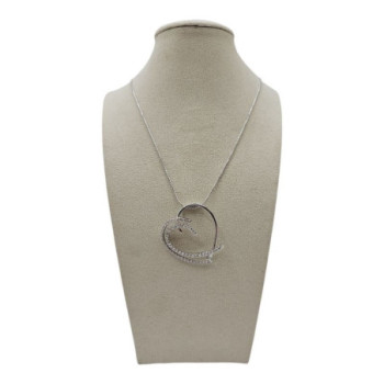 CHAINE OR BLANC 18CT +PENDENTIF ZIRCON 9.75GRS 45 CM